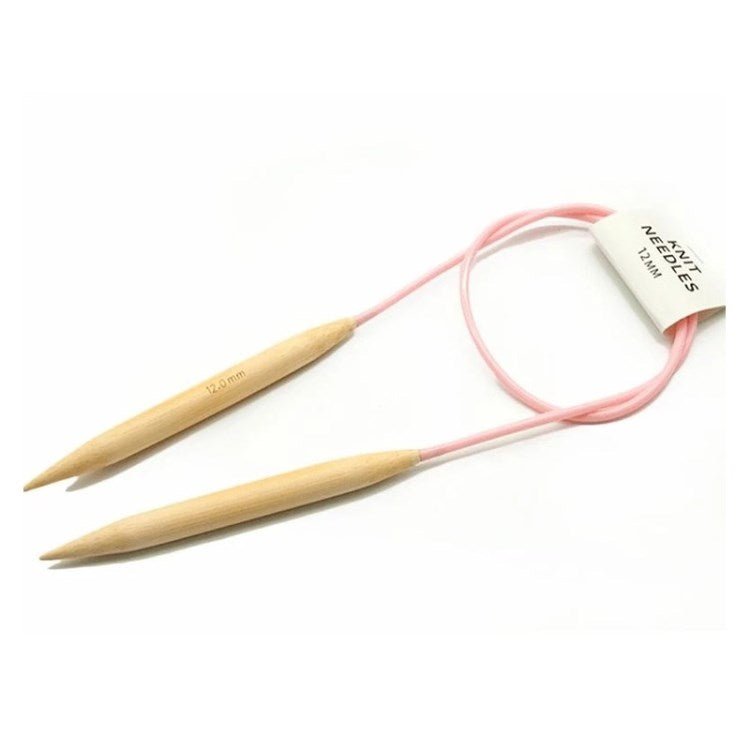 Bamboo Knitting Needles Circular Wooden Knitting Needles with Colorful Plastic Tube for Hat Scarf - 12mm