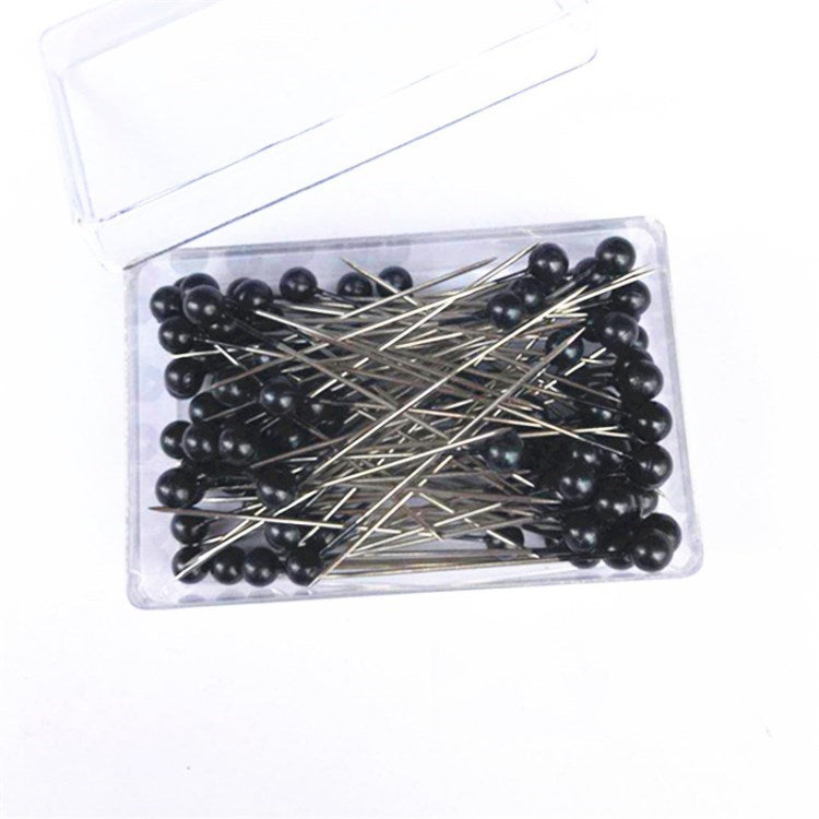 100Pcs Sewing Pins Ball Head Straight Pins Patchwork Embroidery Tool Sewing Needles - Black