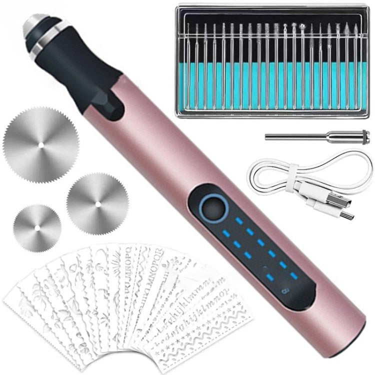 Mini Electric Engraving Pen Cordless Rotary Tool for Jewelry Glass Metal Plastic - Engraving Set / Gold