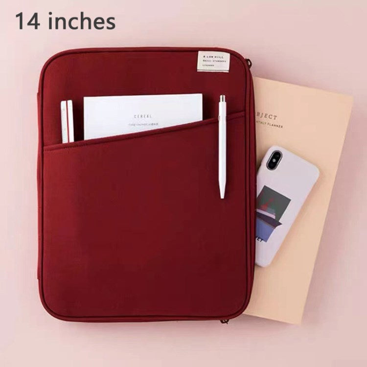 Laptop Sleeve Case Tablet Protective Bag Briefcase Laptop Bag Pouch Cover - Wine Red / 14-inch