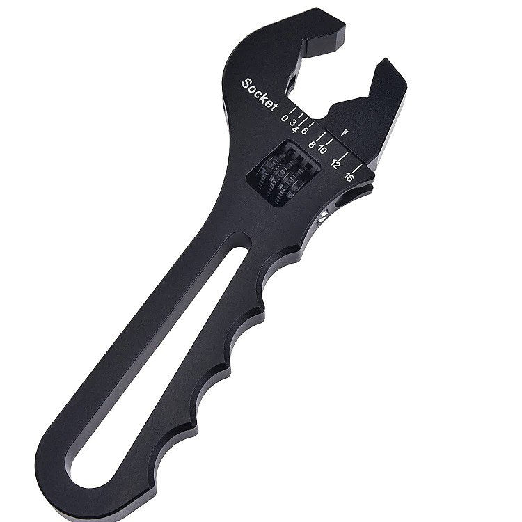 AN Hose Fitting Adjustable Aluminum Wrench AN 3 4 6 8 10 12 16 Car Auto Repair Tool Large Opening Spanner - Black