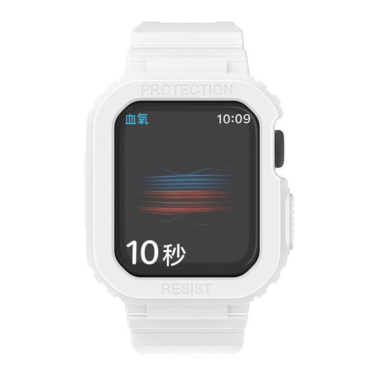 for Apple Watch Series 8 / 7 41mm / Watch SE (2022) / SE / Series 6 / 5 / 4 40mm Soft TPU Sport Watch Band Wrist Strap with Protective Bumper Cover - White