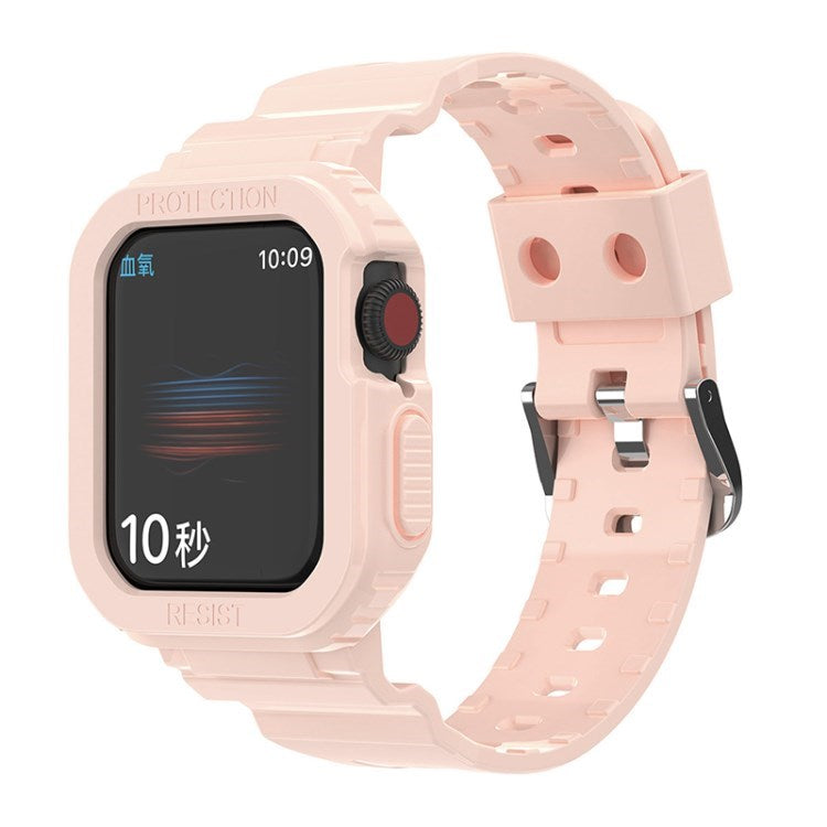 Uniqkart for Apple Watch Ultra 49mm / Series 8 / 7 45mm / SE (2022) / SE / Series 6 / 5 / 4 44mm Soft Watch Strap Smartwatch Band with Case - Pink