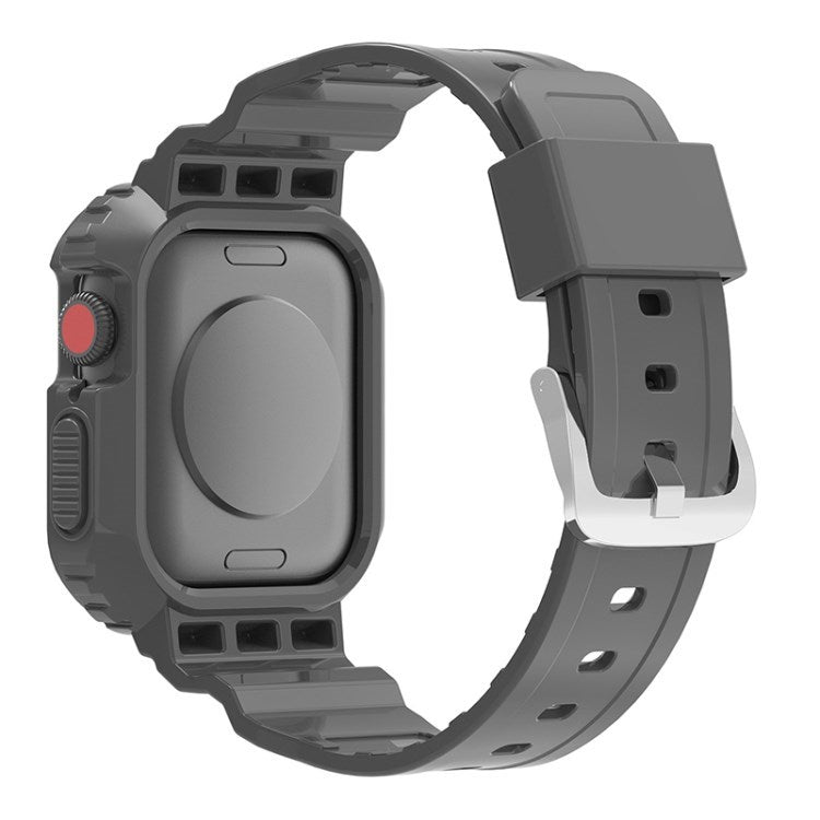 Uniqkart for Apple Watch Ultra 49mm / Series 8 / 7 45mm / SE (2022) / SE / Series 6 / 5 / 4 44mm Soft Watch Strap Smartwatch Band with Case - Black