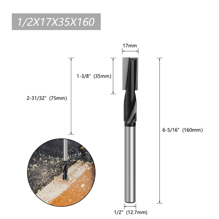 Cleaning Bottom Spiral Router Bit 12mm / 12.7mm Shank Engraving Machine Woodworking Milling Cutter - 12.7x17x35x160mm