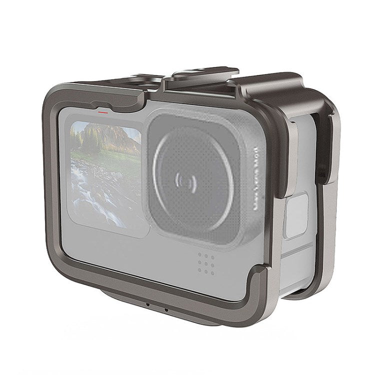 Uniqkart Housing Frame Case for GoPro Hero 11 / 10 / 9 Action Camera Aluminum Alloy Protective Cage - Grey
