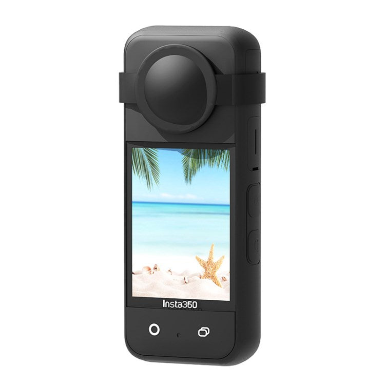 Uniqkart for insta360 One X3 Action Camera Silicone Case Anti-drop Protective Sleeve with Lens Cover - Black
