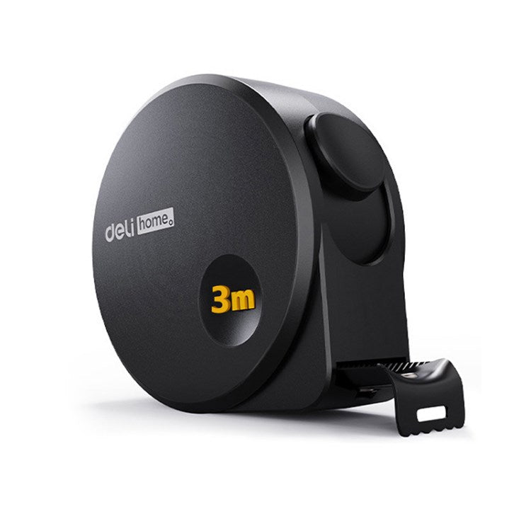 DELI High Precision Self-Locking Measuring Tape Household Woodworking Plumber Steel Ruler - Black / 3m