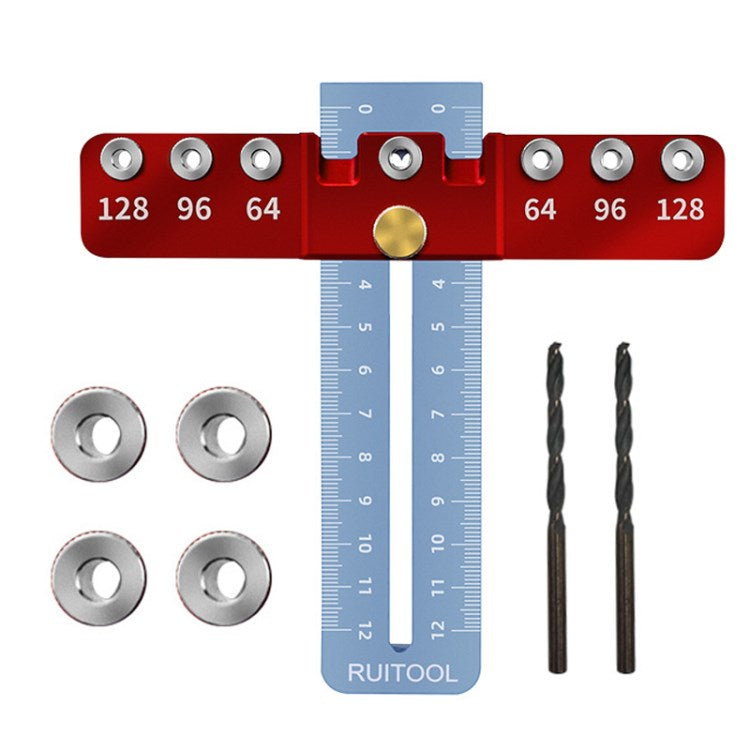 Aluminum Alloy Straight Hole Drilling Positioner Wood Dowel Drill Guide Kit Woodworking Tools - Style B