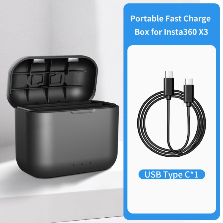 Uniqkart Portable Battery Fast Charging Case for Insta360 X3 Action Camera Battery Charging Box