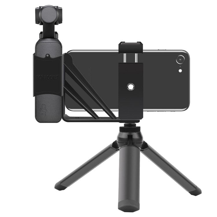 Uniqkart for DJI Osmo Pocket 1 / 2 Action Camera Phone Holder Set Expansion Accessories with Tripod - Black