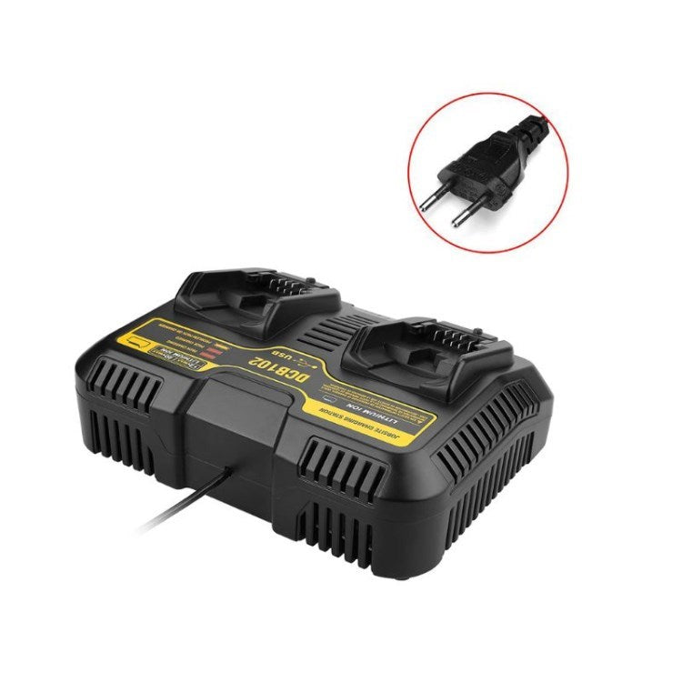 DCB102 Battery Charger with Dual USB Ports for Dewalt Lithium Battery - EU Plug