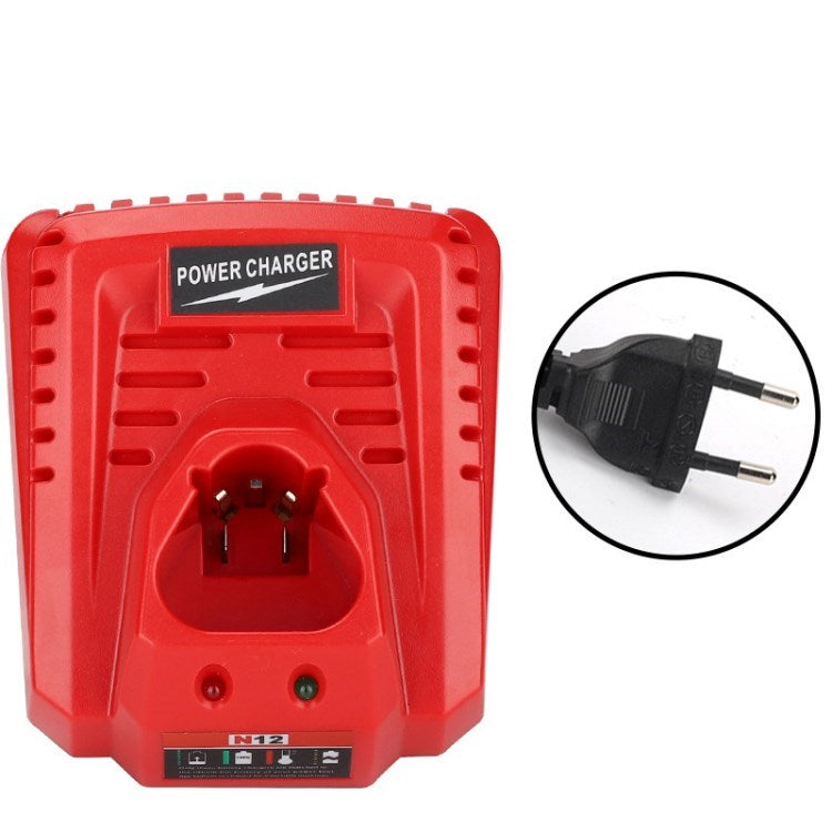 M12 N12 10.8V 12V Li-Ion Li-Ion Replacement Battery Charger for Milwaukee 48-59-2401 48-11-2402 - Red / EU Plug