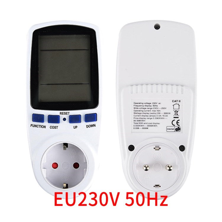 Digital LCD Power Meter Wattmeter Socket Energy Meter Measuring Outlet Power Analyzer - EU Plug