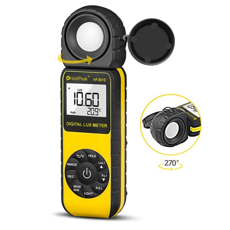 881D Luxmeter High Precision Multifunctional Digital Illuminance Light Meter - Black Yellow