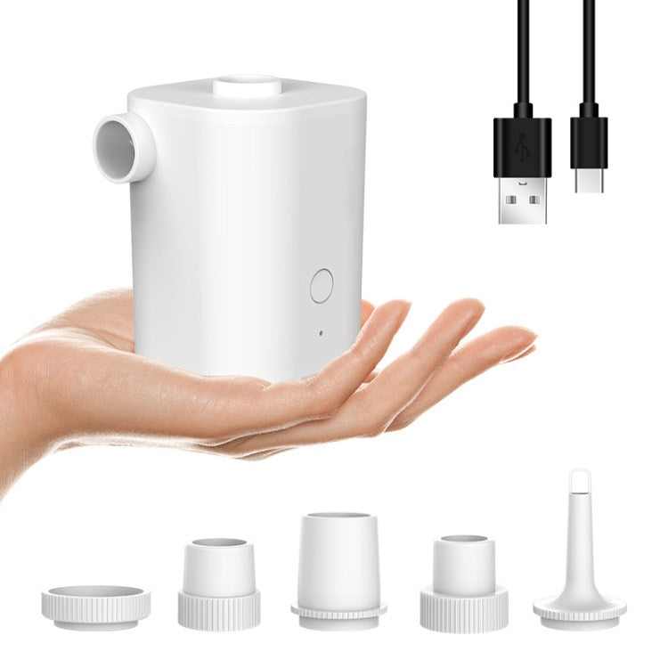 Electric Swimming Ring Air Pump Portable Wireless USB Rechargeable Inflator - White