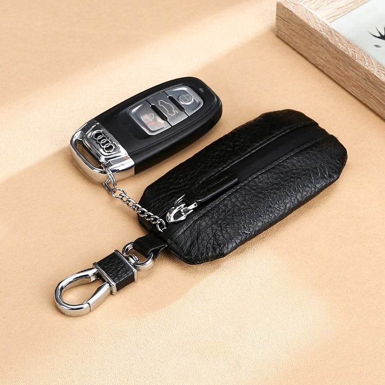 TP-9016 Litchi Texture Waterproof Zipper Car Key Bag (Black)