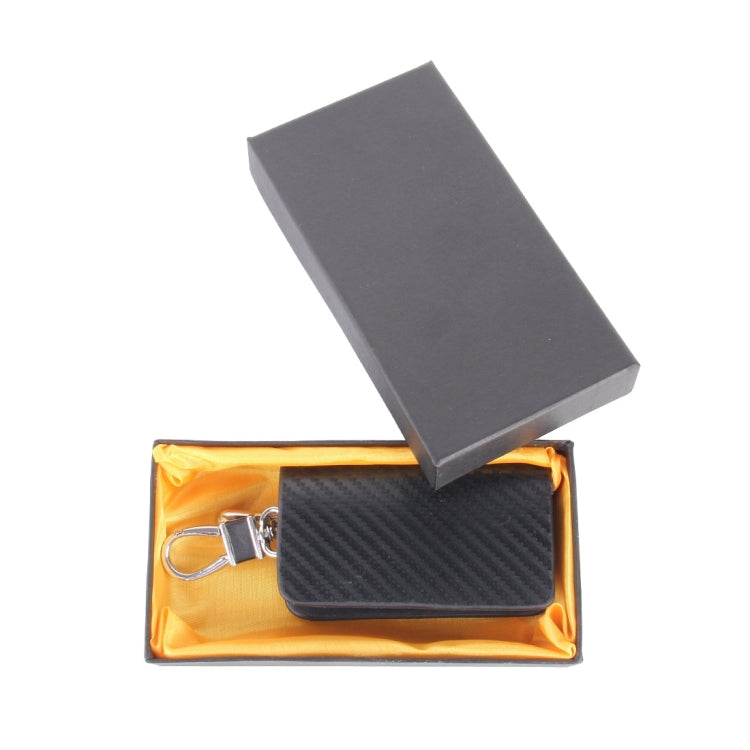 Universal Leather Carbon Fiber Texture Waist Hanging Zipper Wallets Key Holder Bag (No Include Key)(Black)