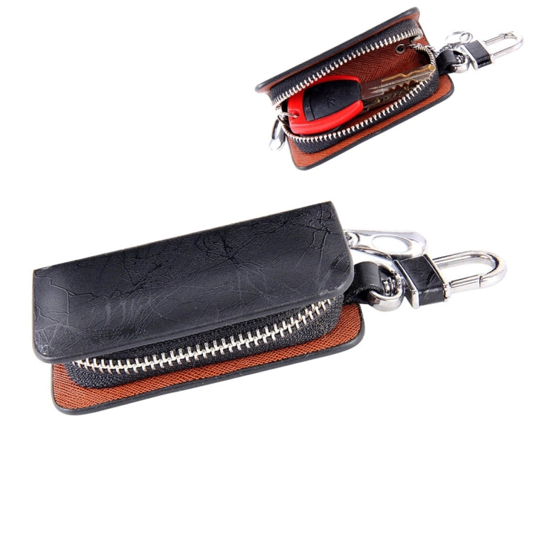Universal Leather Roots Texture Waist Hanging Zipper Wallets Key Holder Bag (No Include Key)(Black)