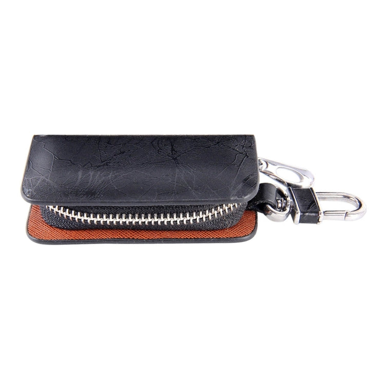 Universal Leather Roots Texture Waist Hanging Zipper Wallets Key Holder Bag (No Include Key)(Black)