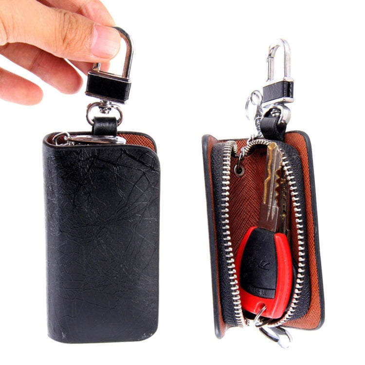 Universal Leather Roots Texture Waist Hanging Zipper Wallets Key Holder Bag (No Include Key)(Black)