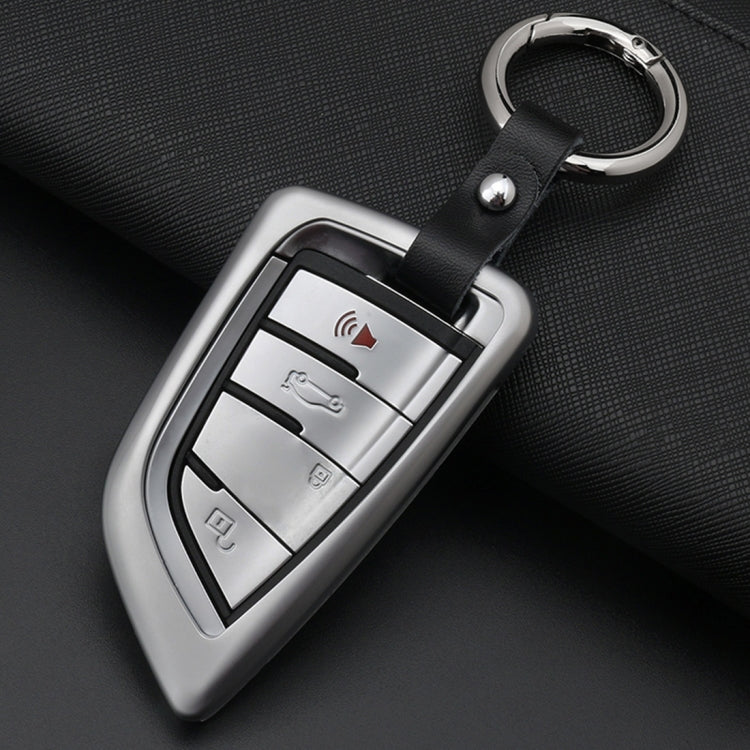 A Style Car Auto Buckle Key Shell Colorful Ring Zinc Alloy Car Chain Shell Car Key Shell Case for BMW, Random Color Delivery