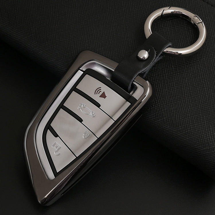 A Style Car Auto Buckle Key Shell Colorful Ring Zinc Alloy Car Chain Shell Car Key Shell Case for BMW, Random Color Delivery