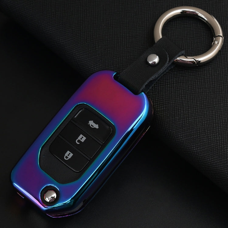A Style Car Auto Buckle Key Shell Colorful Ring Zinc Alloy Car Chain Shell Car Key Shell Case for Honda, Random Color Delivery