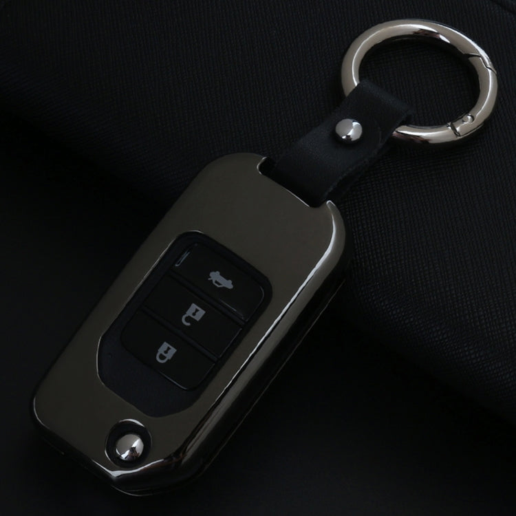 A Style Car Auto Buckle Key Shell Colorful Ring Zinc Alloy Car Chain Shell Car Key Shell Case for Honda, Random Color Delivery