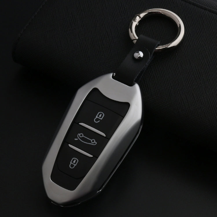 A Style Car Auto Buckle Key Shell Zinc Alloy Car Chain Shell Car Key Shell Case Key Ring for Peugeot, Random Color Delivery