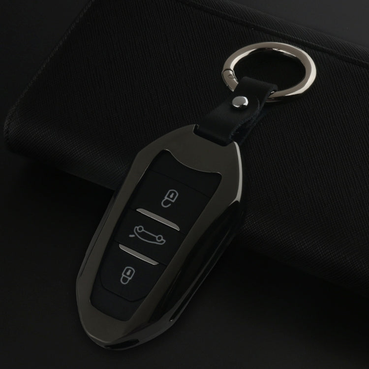A Style Car Auto Buckle Key Shell Zinc Alloy Car Chain Shell Car Key Shell Case Key Ring for Peugeot, Random Color Delivery