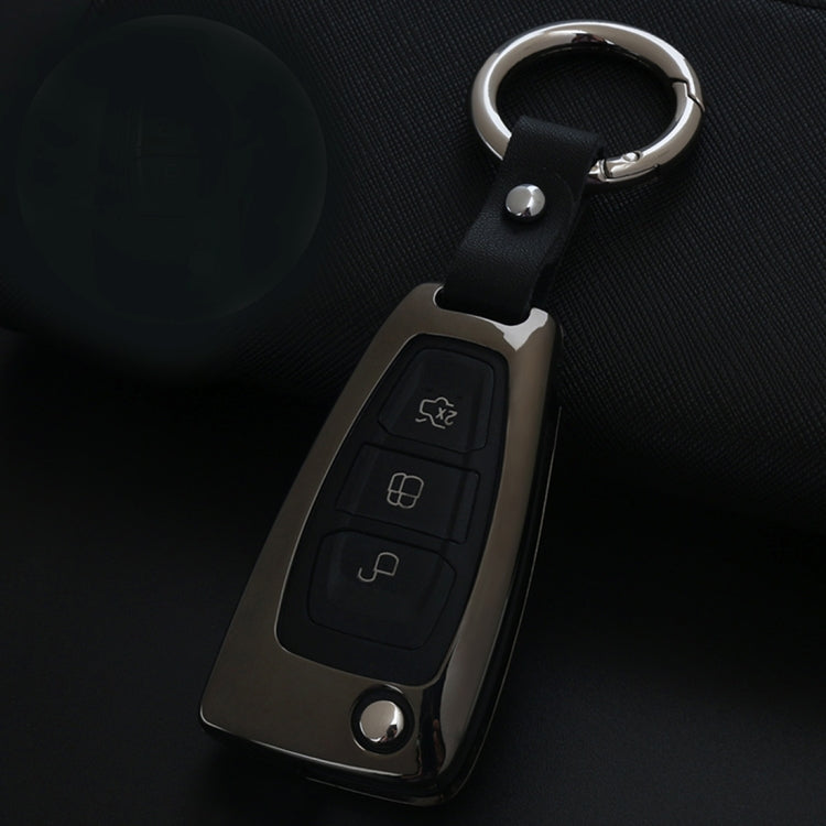 A Style Car Buckle Key Shell Zinc Alloy Car Chain Shell Car Key Shell Case Key Ring for Ford, Random Color Delivery