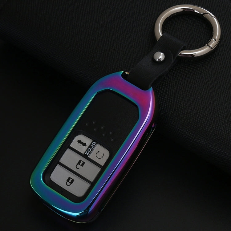 D Style Car Auto Buckle Key Shell Colorful Ring Zinc Alloy Car Chain Shell Car Key Shell Case for Honda, Random Color Delivery