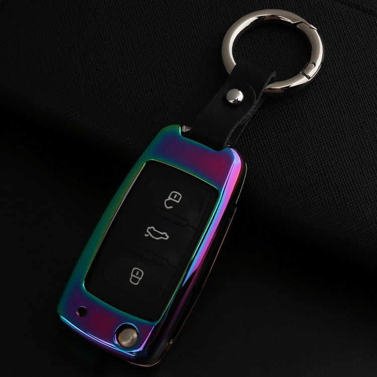 B Style Car Auto Buckle Key Shell Zinc Alloy Car Chain Shell Car Key Shell Case Key Ring for Volkswagen, Random Color Delivery