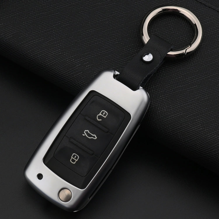 B Style Car Auto Buckle Key Shell Zinc Alloy Car Chain Shell Car Key Shell Case Key Ring for Volkswagen, Random Color Delivery