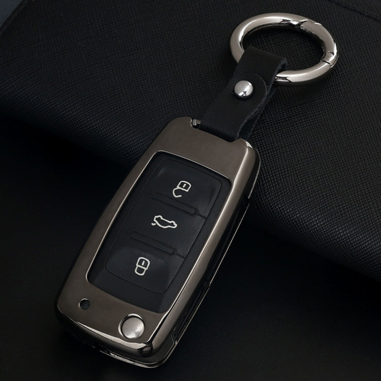 B Style Car Auto Buckle Key Shell Zinc Alloy Car Chain Shell Car Key Shell Case Key Ring for Volkswagen, Random Color Delivery