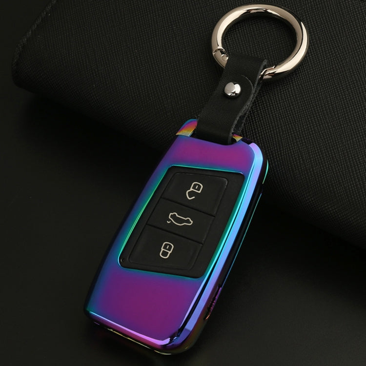 D Style Car Auto Buckle Key Shell Zinc Alloy Car Chain Shell Car Key Shell Case Key Ring for Volkswagen, Random Color Delivery