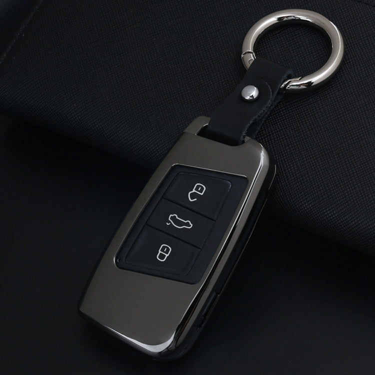 D Style Car Auto Buckle Key Shell Zinc Alloy Car Chain Shell Car Key Shell Case Key Ring for Volkswagen, Random Color Delivery