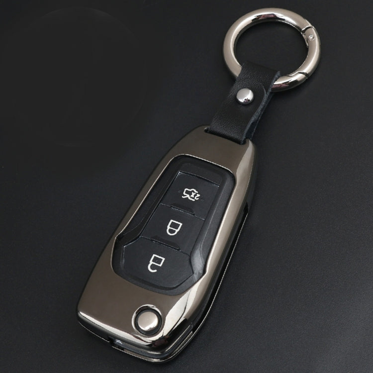 C Style Car Buckle Key Shell Zinc Alloy Car Chain Shell Car Key Shell Case Key Ring for Ford, Random Color Delivery