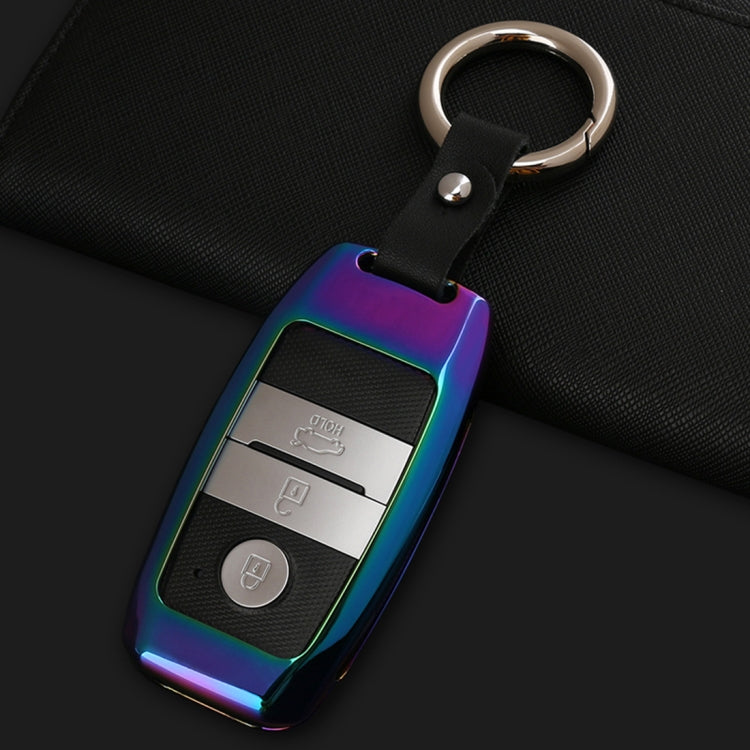 A Style Car Buckle Key Shell Zinc Alloy Car Key Shell Case Key Ring for Kia, Random Color Delivery