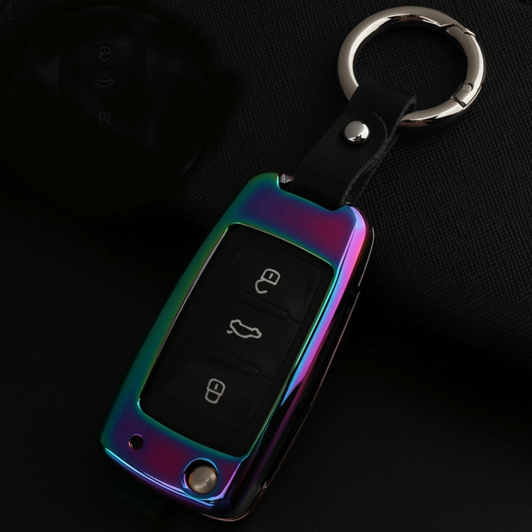 A Style Car Buckle Key Shell Zinc Alloy Car Key Shell Case Key Ring for Skoda, Random Color Delivery