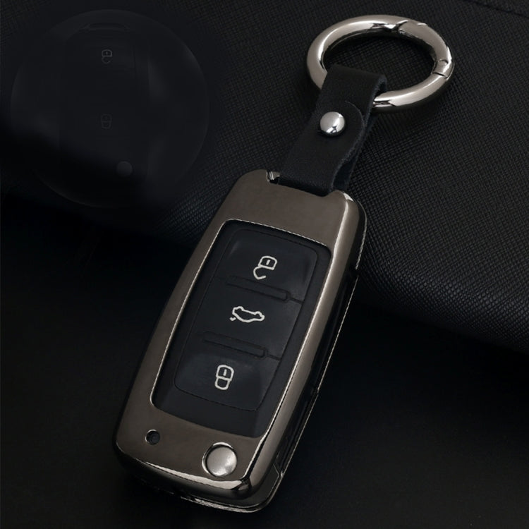 A Style Car Buckle Key Shell Zinc Alloy Car Key Shell Case Key Ring for Skoda, Random Color Delivery