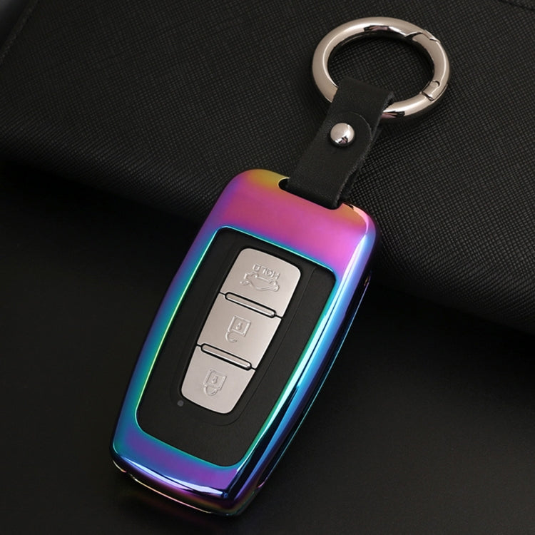 C Style Car Buckle Key Shell Zinc Alloy Car Key Shell Case Key Ring for Hyundai, Random Color Delivery
