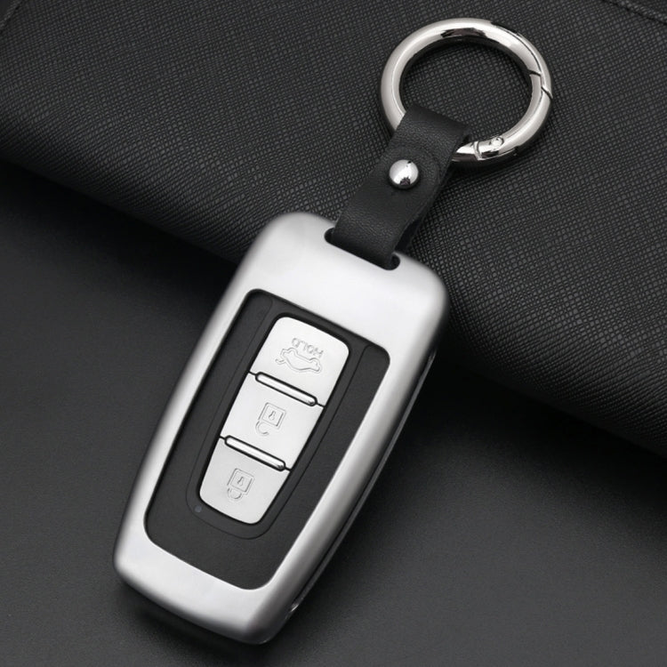 C Style Car Buckle Key Shell Zinc Alloy Car Key Shell Case Key Ring for Hyundai, Random Color Delivery