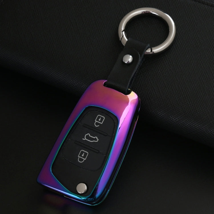D Style Car Buckle Key Shell Zinc Alloy Car Key Shell Case Key Ring for Hyundai, Random Color Delivery