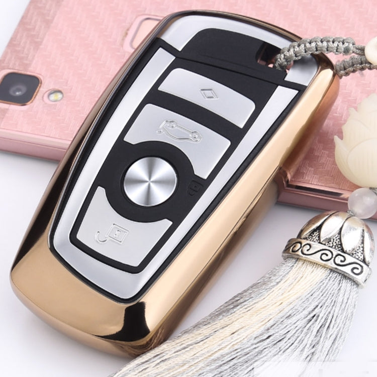 TPU Plating Drop-proof Car Auto Universal Key Ring Protection Cover for BMW(Gold)