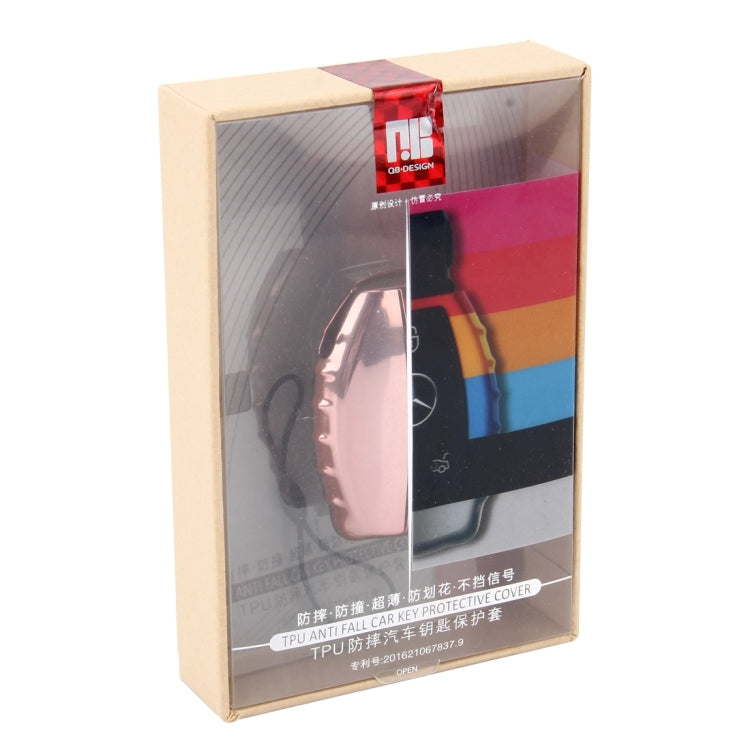 TPU Plating Drop-proof Car Auto Universal Key Ring Protection Cover for Benz GLA, C, S, E, GLC, GLK, CLA, ML, GLE(Pink)