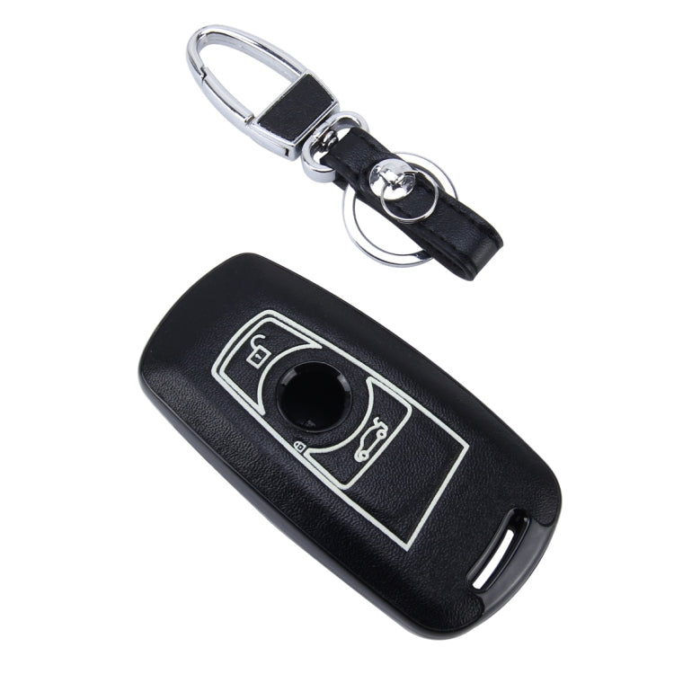 Car Auto PU Leather Luminous Effect Key Ring Protection Cover for BMW Series1/Series3/X3/X4(Black)