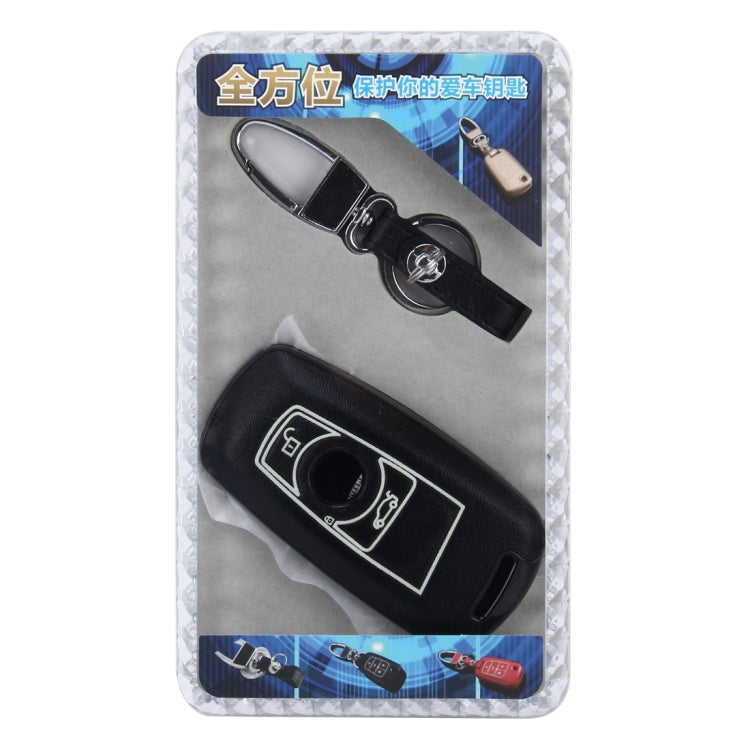 Car Auto PU Leather Luminous Effect Key Ring Protection Cover for BMW Series1/Series3/X3/X4(Black)