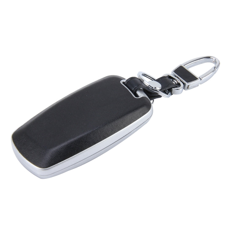 Car Auto PU Leather Luminous Effect Key Ring Protection Cover for BMW Series5/Series7(Silver)
